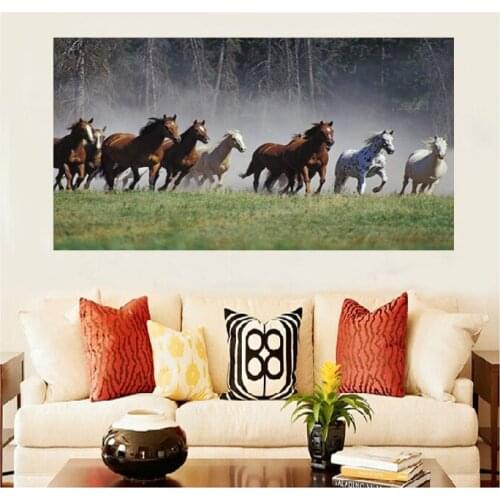 New 3d view abstraction Printed on canvas Animal Paintings Eight Horse Oil Painting art Pictures For Living Room Decor Craft