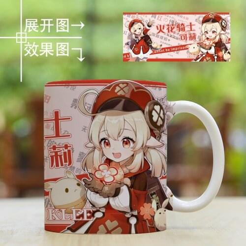 Genshin Impact Klee Keqing Qiqi cosplay Ceramic Mug Cup Cartoon Water Coffee Cup Daily Men Women Cup Student Xmas Gifts cosplay