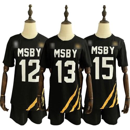 Anime Haikyuu MSBY Cosplay Costume Team Uniform T Shirt Shorts Black Sports Suits Running Sets For Men Women Halloween Carnival