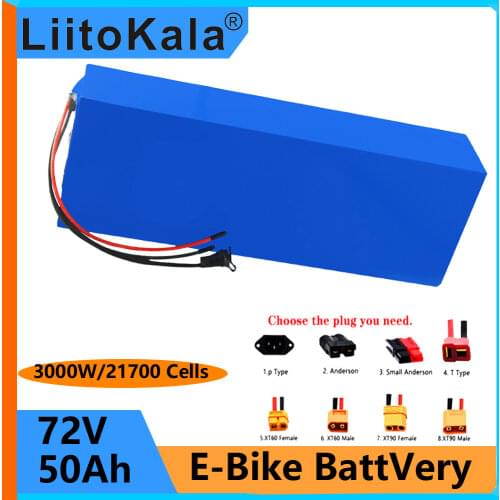 LiitoKala 72V 50Ah 20S10P 21700 Lithium battery pack for electric bike bicycle motorcycle electric tricycles golf trolley