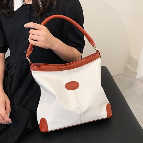 Fashion contrast color handbags tote bags large capacity commuter handbag trendy shoulder bags western style small crossbody bag