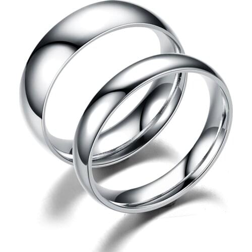 Fashion hand jewelry stainless steel ring simple arc mirror couple wedding ring gift