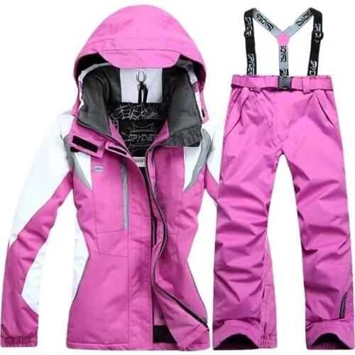 Fashion Mens or Womens Snow Suit Wear Snowboarding Clothing Sets Waterproof Winter Outdoor Costume Ski Jackets and Strap Pants