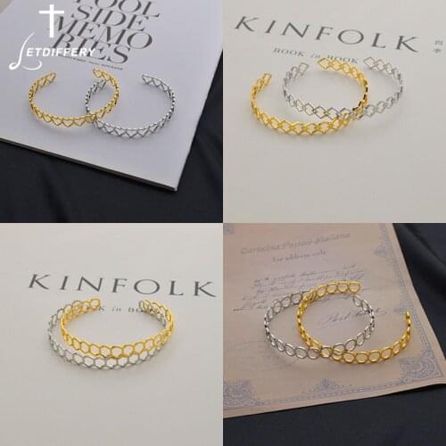 Letdiffery Fashion Adjustable Heart Square Round Bracelet for Women Gold Steel Stainless Steel Cuff Opening Bangle Birthday Gift