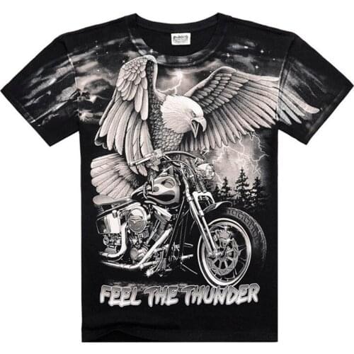 2021 Summer New Mens Personalized T-shirt Lightning Motorcycle Eagle 3d Printing T-shirt Fashion Short-sleeved T-shirt 130-6xl