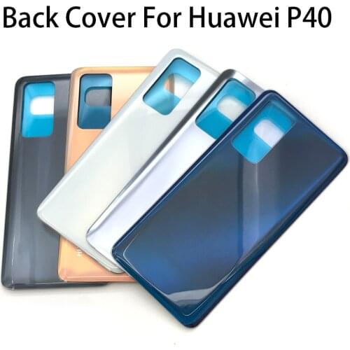 New For Huawei P40 Battery Back Cover Glass Rear Door Replacement Housing With Ahesive Sticker With LOGO
