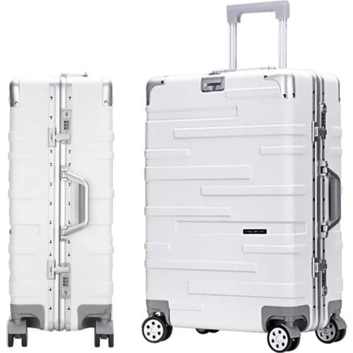 New Trend 24 26 Inch Rolling Luggage Aluminium Frame Trolley Solid Travel Bag 20 29 Women Boarding Bag Carry On Suitcases Trunk
