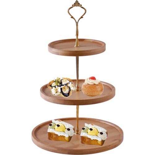 2/3 Layers Natural Bamboo Fruit Tray Innovative Snack Rack Stand Dessert Cake Serving Tray For Afternoon Tea Table Decoration