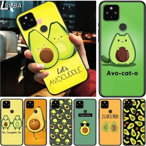 Cute Avocado Shockproof Cover for Google Pixel 5 4 5A 4A XL 5G Black Phone Case Shell Soft Fundas Coque Capa