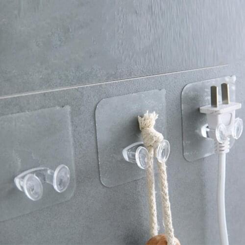 1PC Transparent Wall Storage Hook Punch-free Power Plug Socket Holder Wall Hook Kitchen Bathroom Strong Sucker Adhesive Hooks