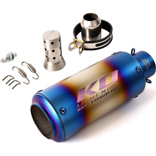 Blue 51mm Muffler Motorcycle Exhaust Tail Pipe 245mm Stainless Steel Escape No DB Killer Universal for Dirt Bike ATV Exhaust Tip