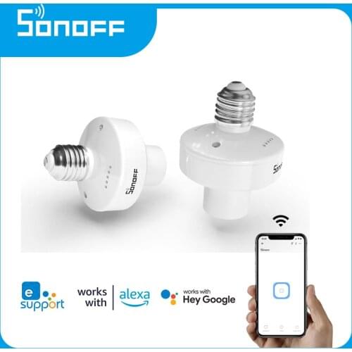 SONOFF Slampher R2 E27 Smart WiFi Light Bulb Holder Wireless RF 433MHz for eWelink APP Lamp Holder Work with Alexa Google Home