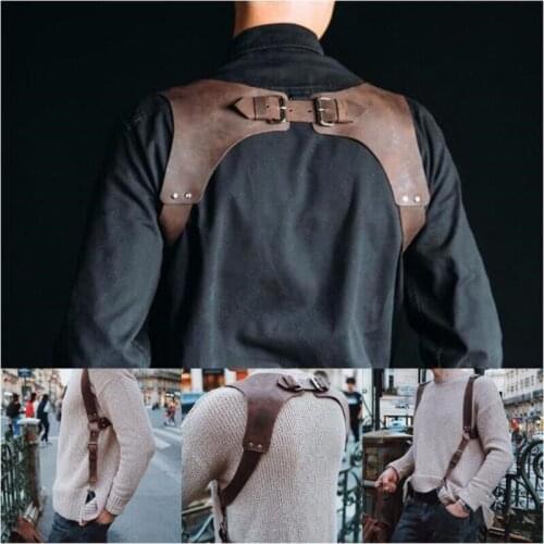 Medieval Costume Armors Cosplay Accessory Vintage Gothic Warrior Knight Shoulder PU Leather Body Chest Harness Belt