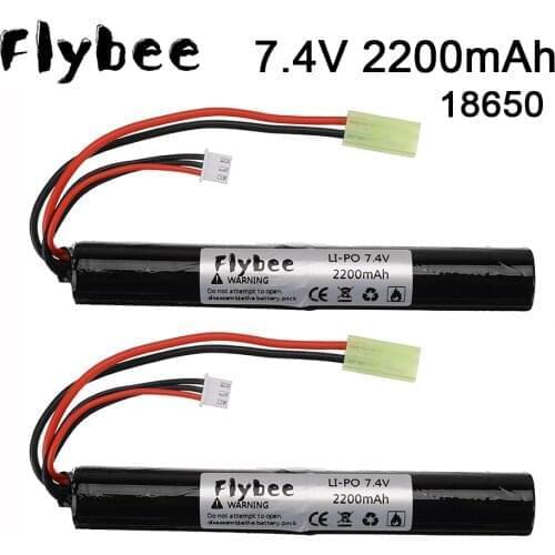 Tamiya plug 18650 battery for Airsoft gun 7.4V 2200MAH Lipo Power Battery 40C AKKU BB Mini Airsoft toys Gun 2S Battery parts
