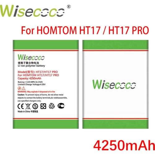 Wisecoco 4250mAh Battery For Homtom HT17 HT 17 Pro Phone Replacement+Tracking Number