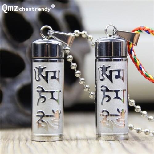 Titanium Steel Buddhism Jewelry Sanskrit Amulet Tube Locket Necklace For Men Openable Storage Case Ash Urn Memorial Necklaces