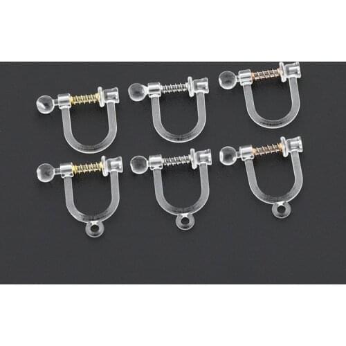 10PCS Transparent Resin Ear Clip U Shape Spring Ear Clip For Jewelry Making Earrings Base Setting For Jewelry Making