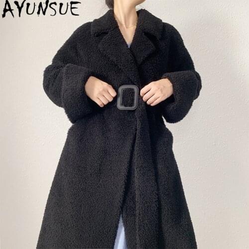 AYUNSUE Womens Real Fur Coat 100% Wool Long Autumn Winter Clothes Women Korean Female Jacket 2020 Mujeres Abrigos Dxz19082202