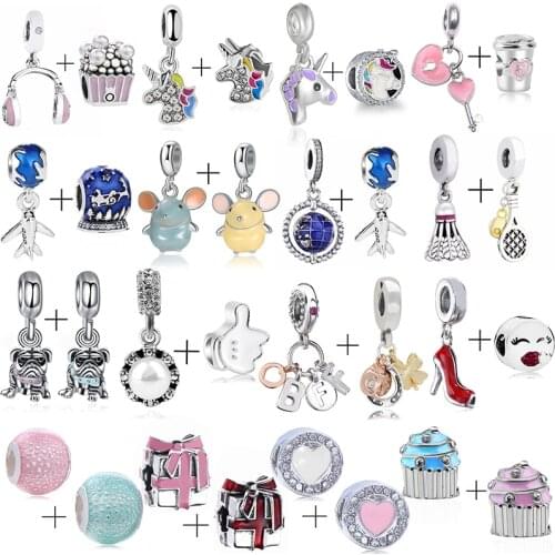 2Pcs/Lot 2021 New Animal Unicorn Beads Pendants Fit DIY Brand Bracelets For Women European Style Jewelry Making Buy 1 Get 1 Free