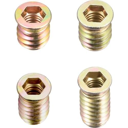 20/30/50pcs Threaded Insert Nuts Wood Furniture M8 Thread Size 13/15/17/20/25mm Height Interface Hex Socket Drive