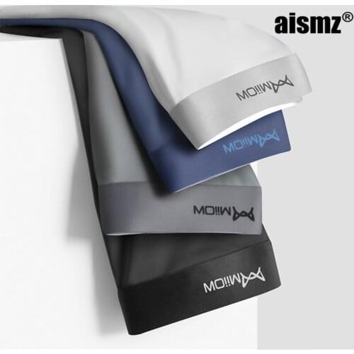Aismz 4pcs/lot New Graphene Men Boxer Shorts Male Underwear Ultra-thin Seamless Ice Silk Man Panties Mens Breather Boxershorts