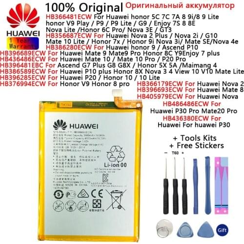 Huawei 100% Original Battery For Huawei Mate 8 9 10/ 10 20 Pro Honor 9 9i P9 Nova 2 3 4 2i /2 Plus Huawei P30 Pro /P10 Batteries