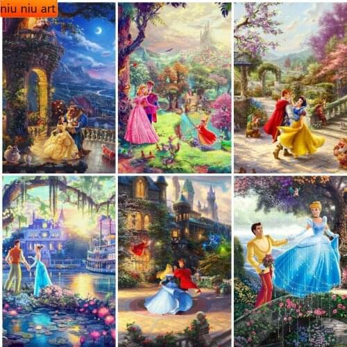 Diy Full Diamond Embroidery Diamond Mosaic Diamond Painting Cartoon Princess Castle Cross Stitch Kits Home Decoration Christmas