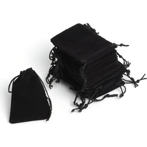 Free Shipping 100pcs/Lot 5*7cm Black wholesale custom jewelry drawstring pouch Velvet Gift Packaging Bags & Pouches