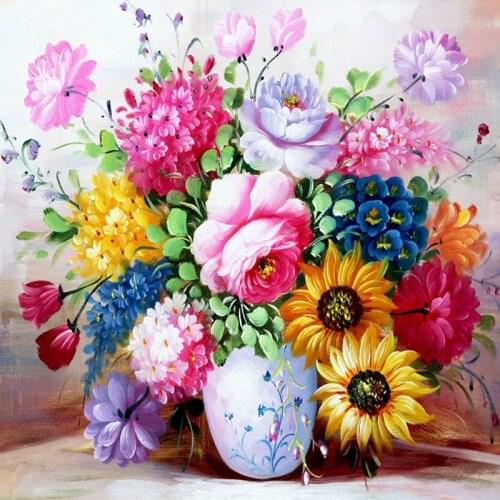 Flowers diamond painting DIY Crystal full 5D plastic diamond painting cross stitch kit art 3Dmosaic square rhinestone