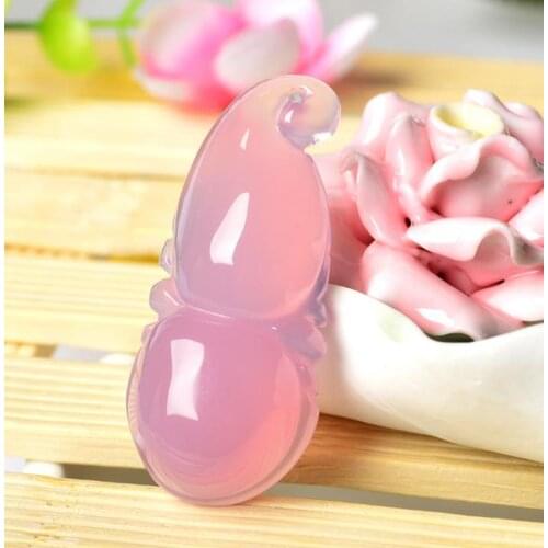 Furong jade powder chalcedony Duo Ruyi Fufu Luyu gourd pendant cb19