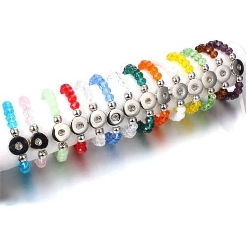 Colorful Beads Snap Bracelet DIY Charms Bangle Fit 18mm Snap Buttons Jewelry For Women ZE505E