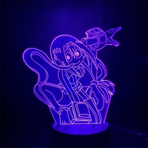 My Hero Academia Asui Tsuyu 3D Night Light Cute Girl Table Visual Led Boku no Academia Lighting Colorful Anime Lamp Lampara Gift