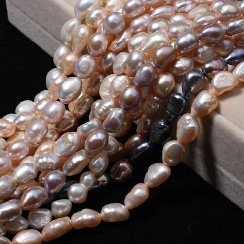 Baroque Pearls Necklace 9-10mm Irregular Oval Shape Beads Freshwater Pearl DIY Strand For Fine Jewelry Making Accessories