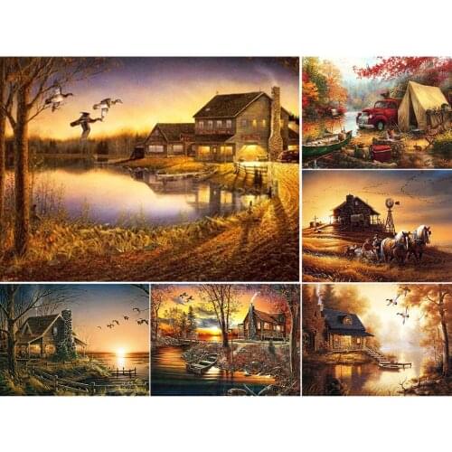 Landscape DIY 5D Diamond Painting Autumn Cross Stitch Kit Full Drill Square Embroidery Mosaic Art Picture of Rhinestones Decor