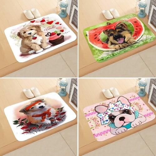 Doormat Cartoon Dog Print Anti-slip Absorb Water Bath Mat Bathroom Home Kitchen Bedroon Floor Mat Entrance 40*60cm DD-0097