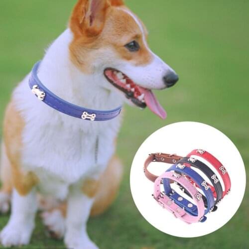 New Style Traction Collar Adjustable Decorative Faux Leather Wear-resistant Puppy Necklace for Pet Small Medium Large Dogs Decor