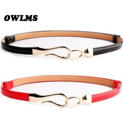 New fashion woman Adjustable cummerbunds thin belts for women dress Patent leather waistband gold big hasp buckle ceinture femme