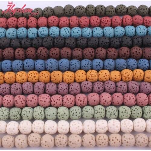 6mm Round Smooth Lava Rock Beads Natural Stone Beads For DIY Necklace Bracelats Earring Woman Jewelry Making 15" Free Shipping