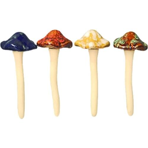 Garden Mushroom Decor Ceramic Crafts Lawn Ornament Décor Glazed Mushrooms Mini Courtyard Greening Succulent Flower Pot