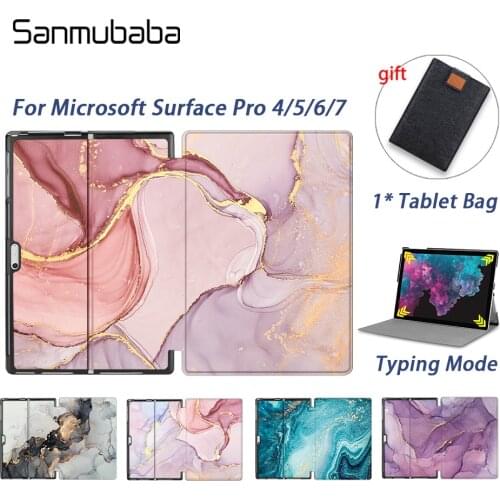 Sanmubaba Tablet Case For Microsoft Surface Pro 4 5 6 7 12.3 inch Marble PU Leather Folio Flip Stand funda Protective Shell