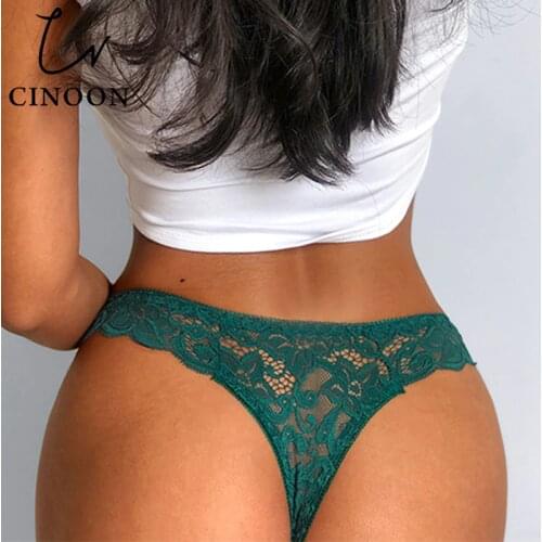 CINOON Hot Sale Panties Women Sexy G String Thong Low-Waist Underwear Soft Breathable T-Back Transparent Lace Knickers