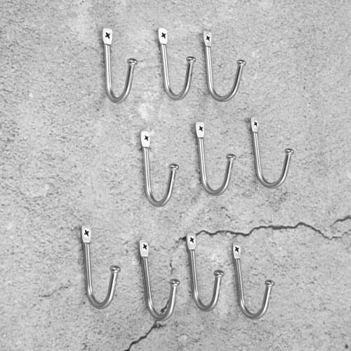 10Pcs Bulk Wall Door Bath Double Prong Coat Hook Hanger Pot Hanger Hooks Handbag Bag Hanger Hooks Hardware Silver 34*24mm