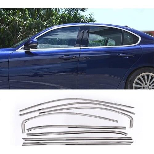 High Quality Stainless Steel Car Door Side Window Molding Trim Frame For Alfa Romeo Giulia 2017