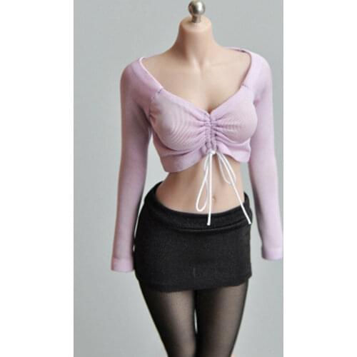 1/6th Light Purple Elastic Tight Drawstring Bottoming T-shirt Model for 12" Body