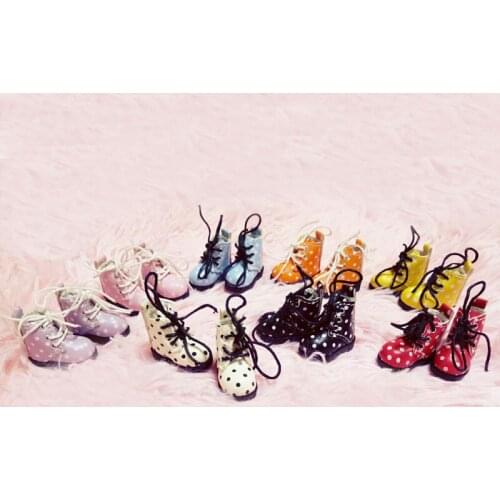 1 Pair 1/6 Cute Polka Dot Dolls Boot for Blyth, Pullip, Barbies, Azone Doll Shoes Accessories