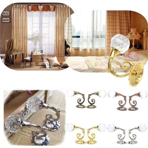2pcs Retro Crystal Glass Curtain Holdback Hooks Wall Tie Back Hooks Hanger Holder Curtain Rods Accessoires