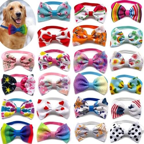 50pcs Dog Bow Tie Small Dog Grooming Accessories Pet Dog Bowties Collar Accessories for Small Middle Large Dogs Bowties Collar