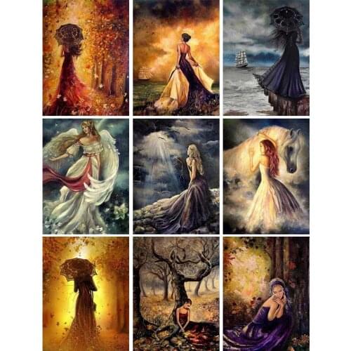 5D DIY Diamond Painting Women Landscape Cross Stitch Kit Full Drill Square Embroidery Mosaic Art Picture Craft Home Decoration