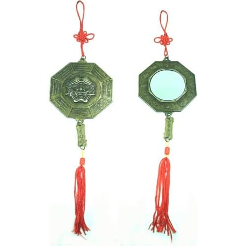 ANGRLY Metal Tiger Retro Chinese Style Tai Chi Bagua Mirror Lovers Gold-Plated Fashion Jewelry Pendant Ancient Coins Currency