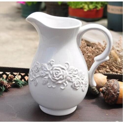European carve patterns or designs on woodwork Ceramic white Portable flower pot vase Home garden Garden furnishing articles dec